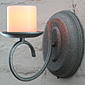 Antique Pewter Single Arm Flameless  Wall Sconce